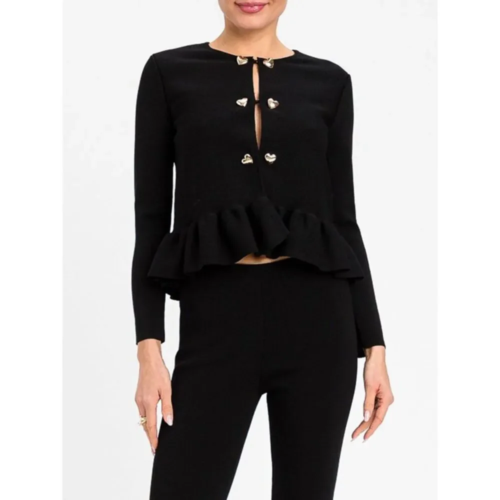Twinset Women Long-Sleeved Twinset Cardigan In Viscose Blend With Heart Buttons